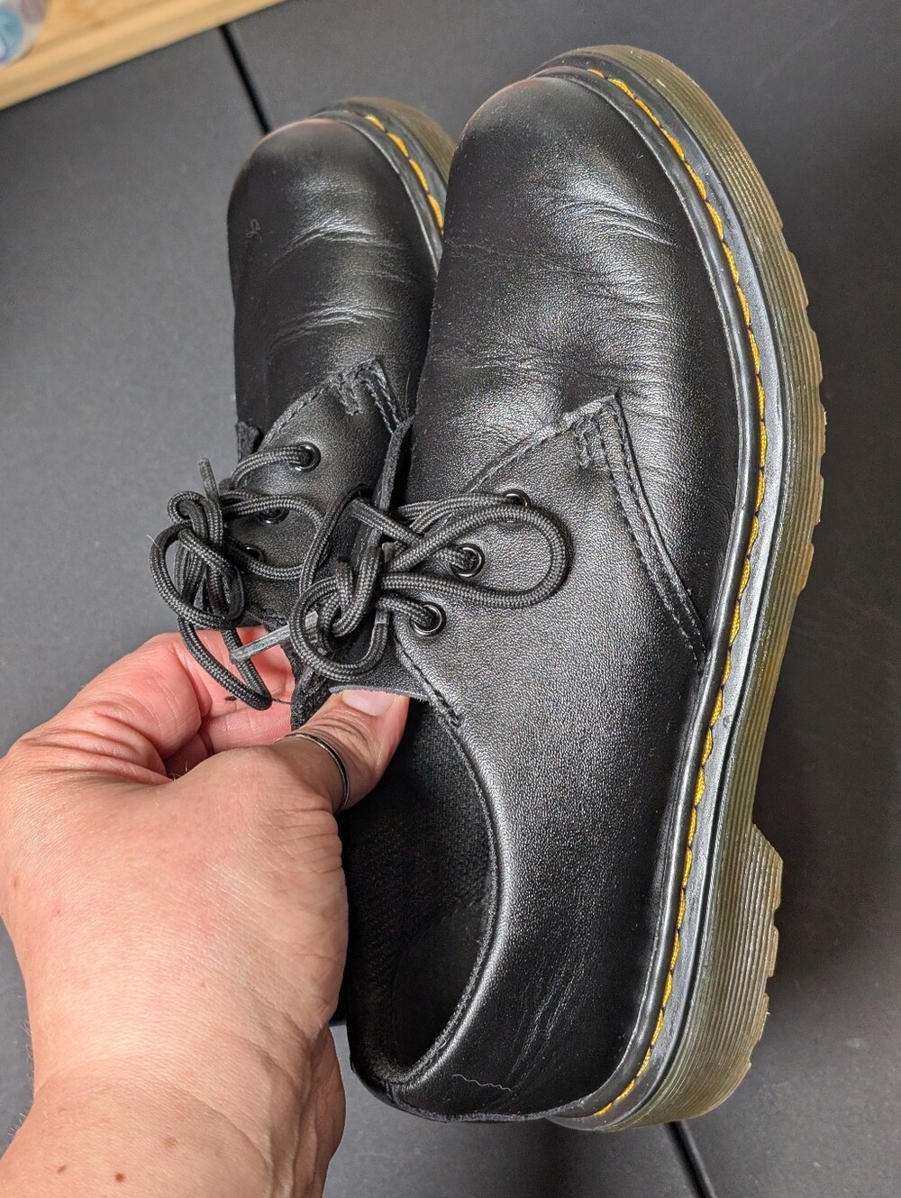 Black Leather Kid's Oxford Doc Martens: Size 3US
